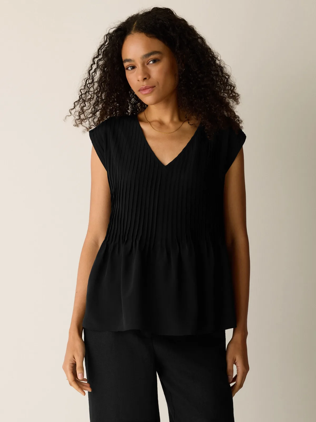 Silk Crepe De Chine V-Neck Top