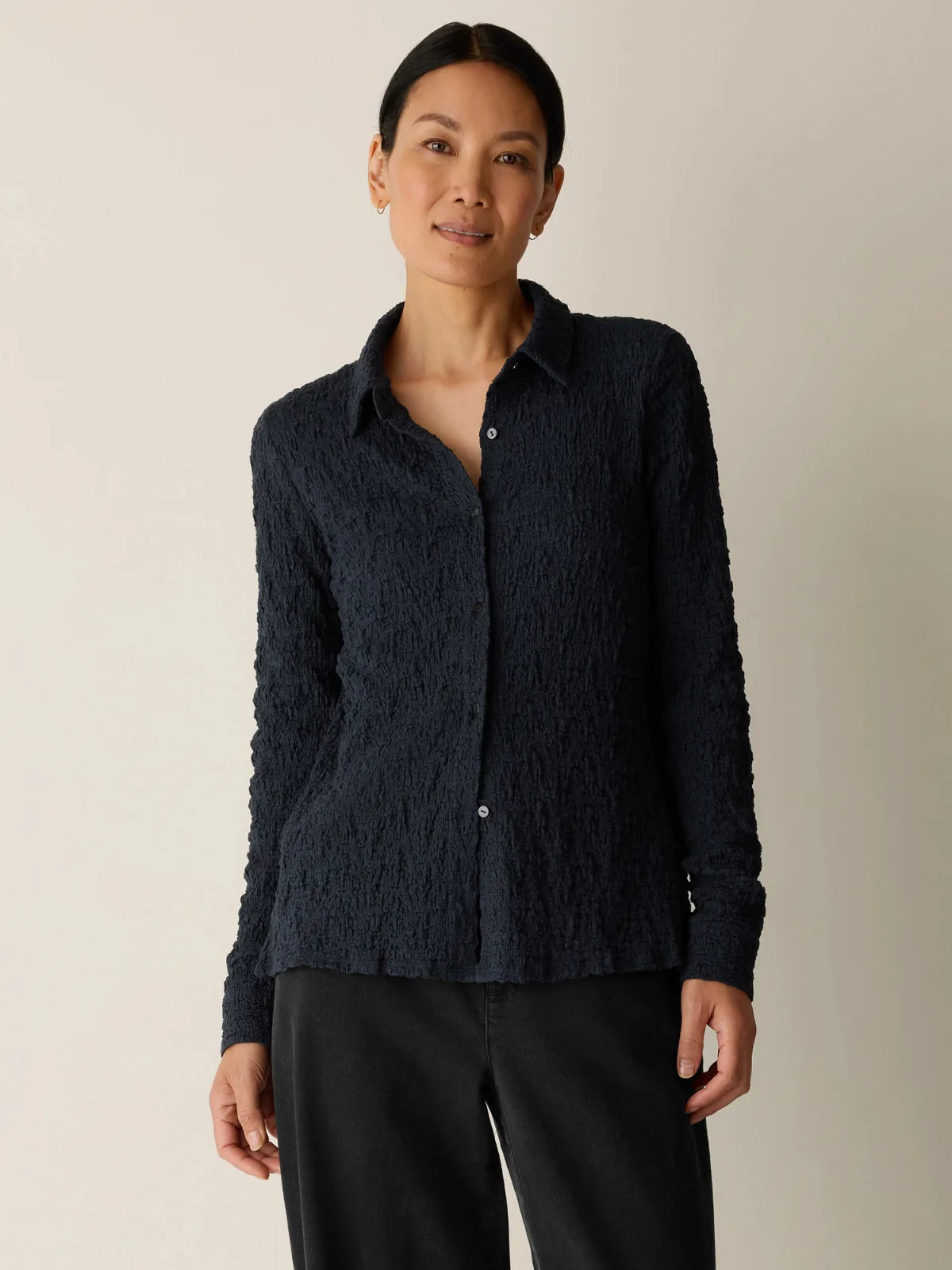 Bubble Jacquard Classic Collar Shirt