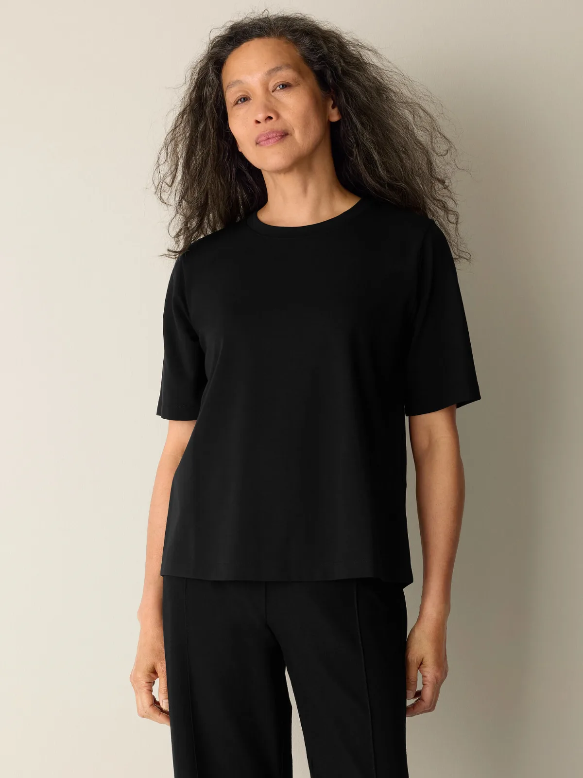 Extra-Fine Ponte Crew Neck Tee by EILEEN FISHER