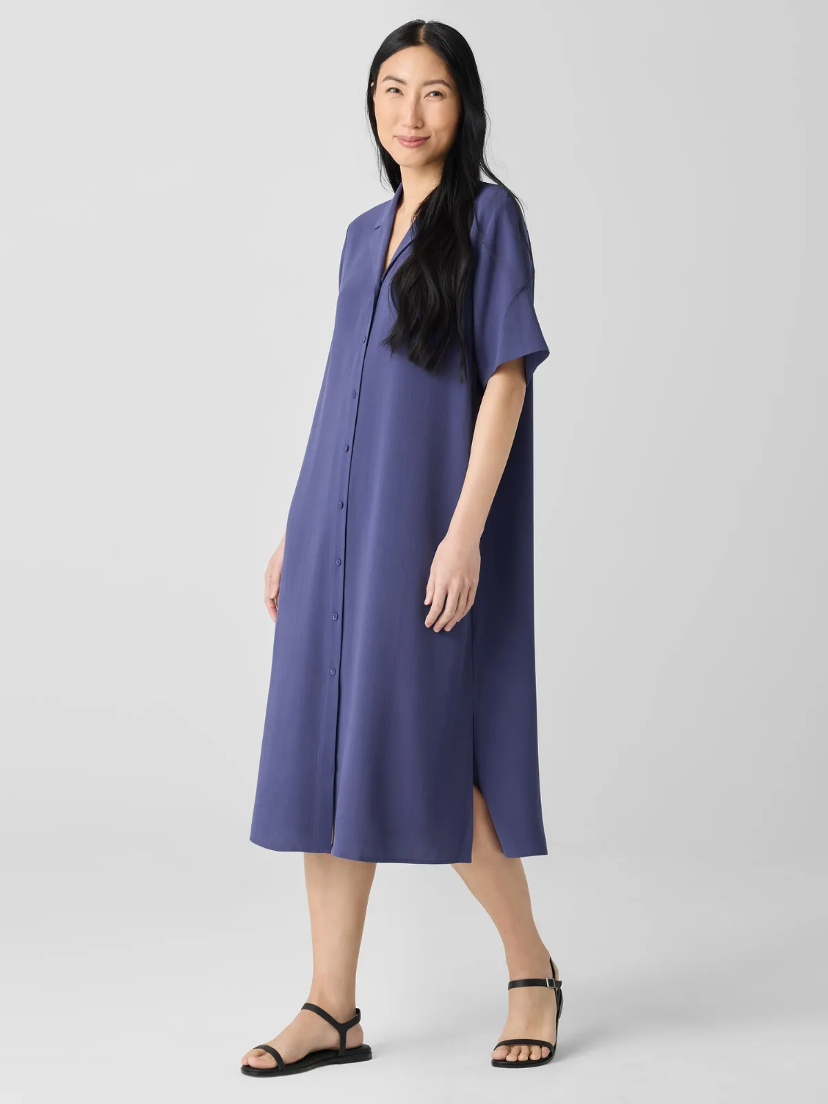 Silk Georgette Crepe Shirtdress