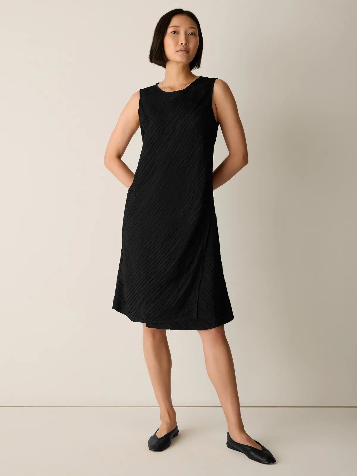 Textured Silk Jacquard Wrap Dress by EILEEN FISHER