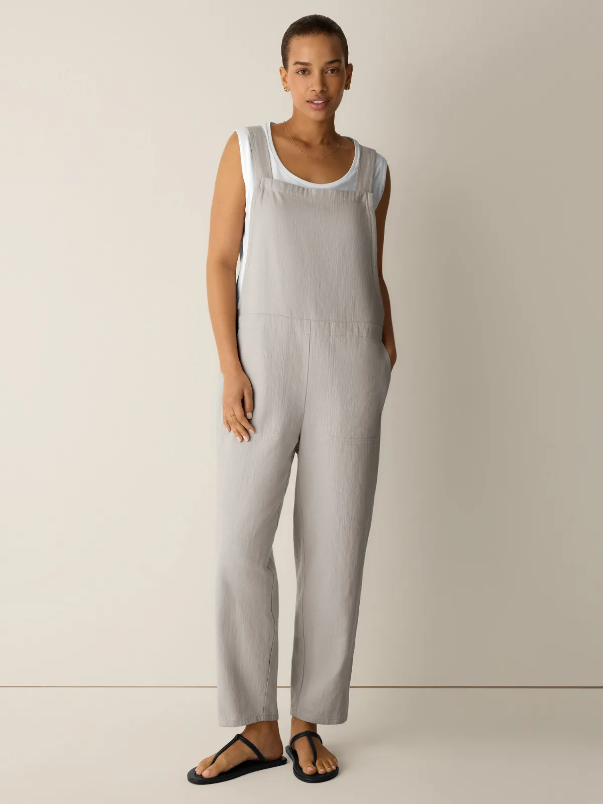 Slubby Organic Cotton Linen Overalls