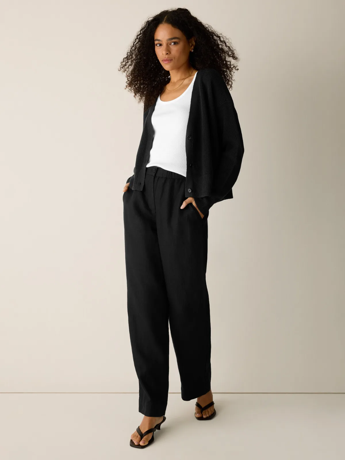 Heavy Organic Linen Full-Length Straight Trouser by EILEEN FISHER
