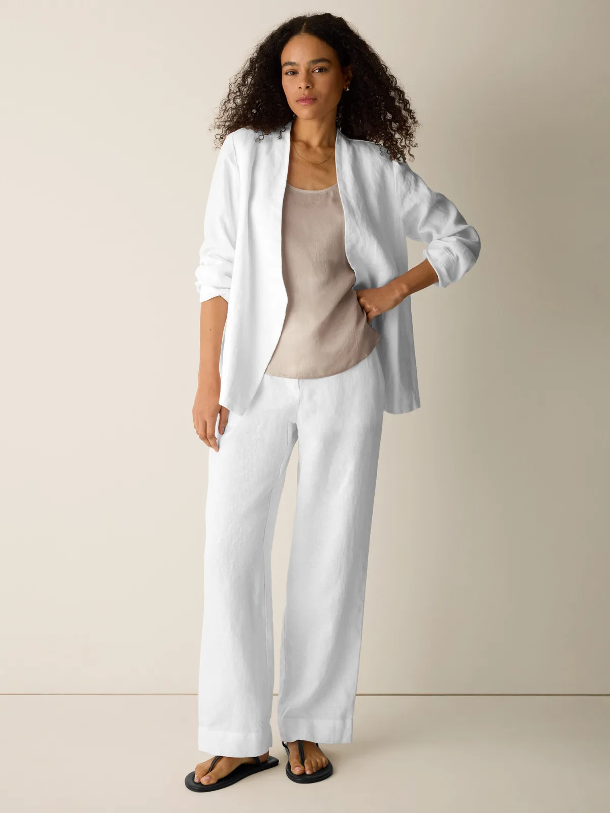 Heavy Organic Linen Full-Length Straight Trouser