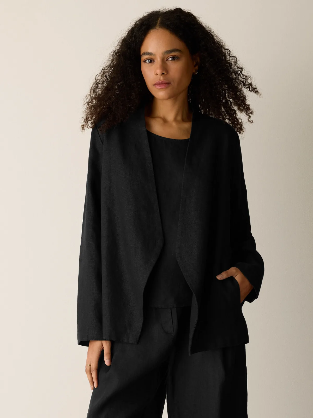 Heavy Organic Linen Angled Jacket