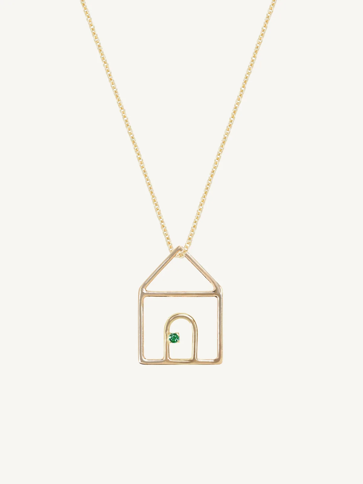 Casita Esmeralda Necklace 9k Yellow Gold, Emerald