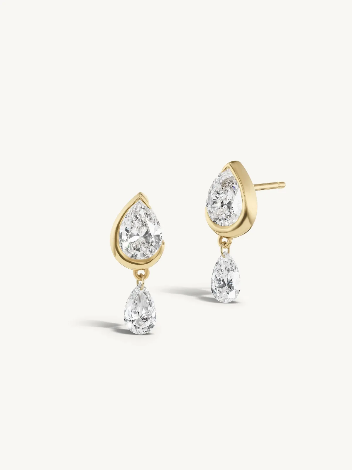 Droplet Stud with Dangling Pierced Diamond Pear