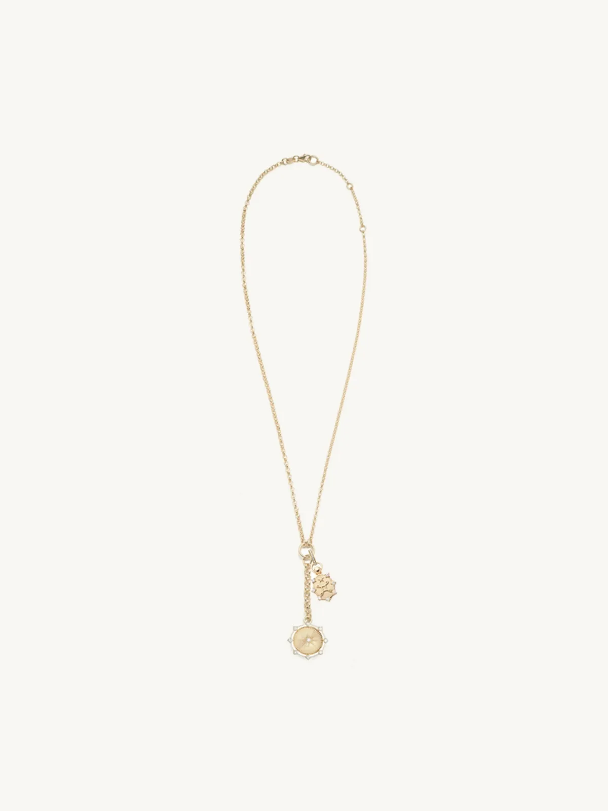 Small Mixed Belcher Extension Chain Necklace with Spark and Miniature Crest Medallions