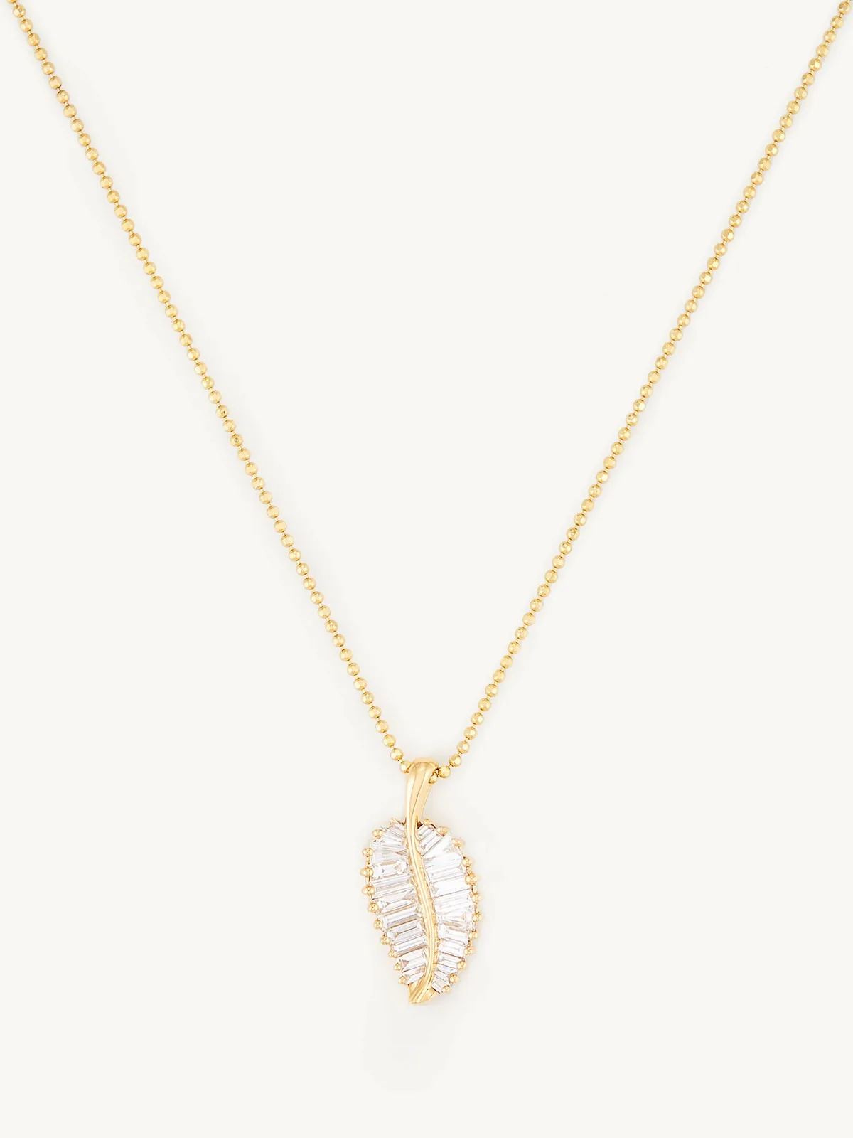 18-Karat Yellow-Gold Palm Leaf Necklace Yellow Gold / White Diamonds