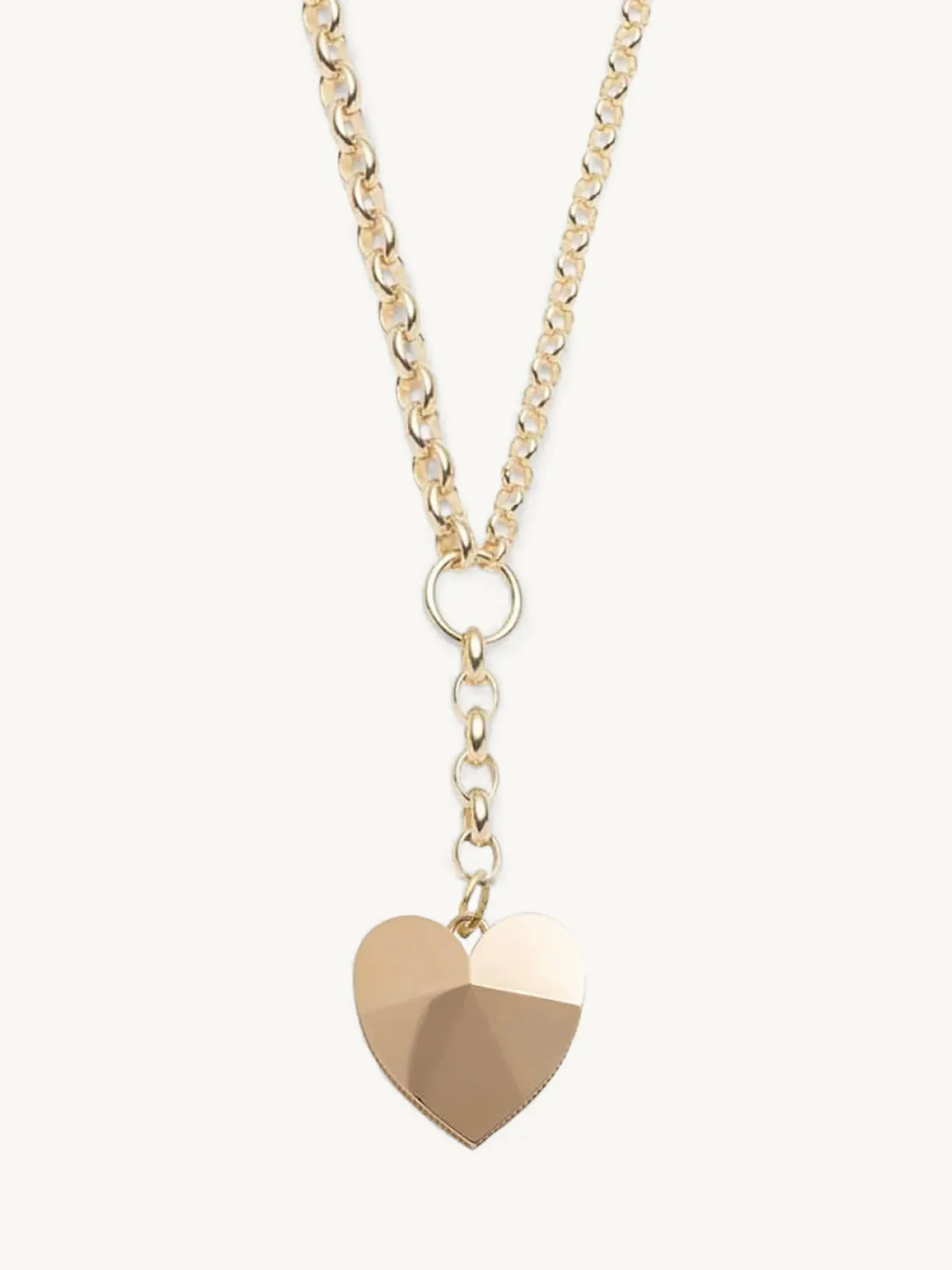Heavy Mixed Belcher Chain Necklace with Faceted Heart Pendant