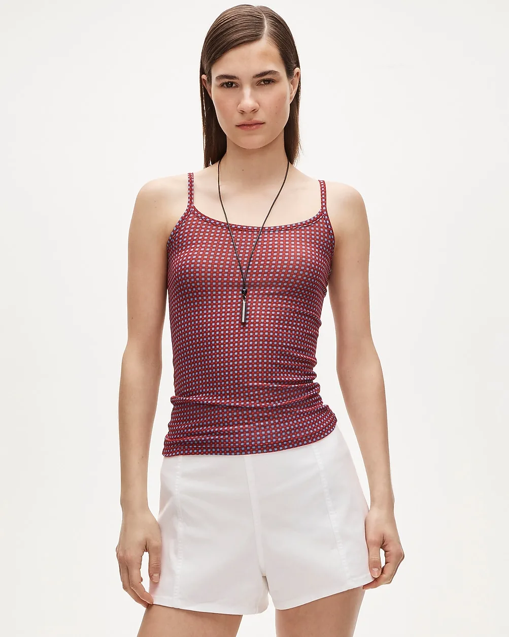 Stretch Lyocell-Blend Camisole in Gingham