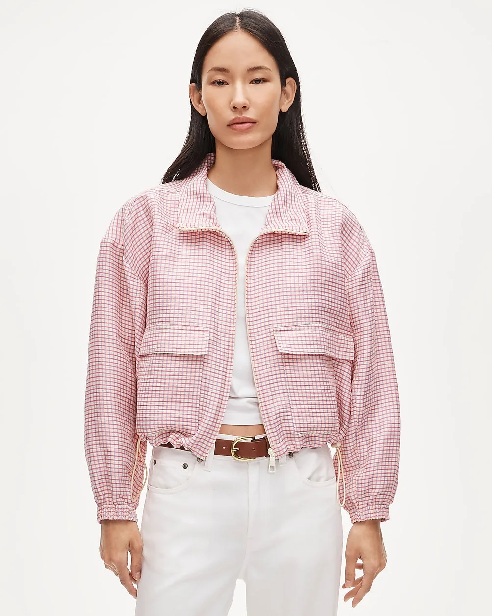 Windbreaker in Plaid Linen Blend