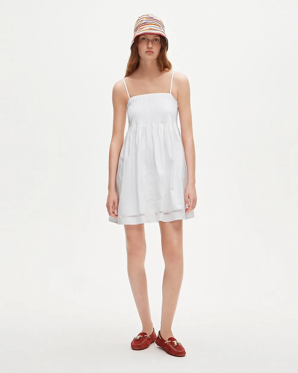 Pintuck Mini Dress in Cotton Poplin