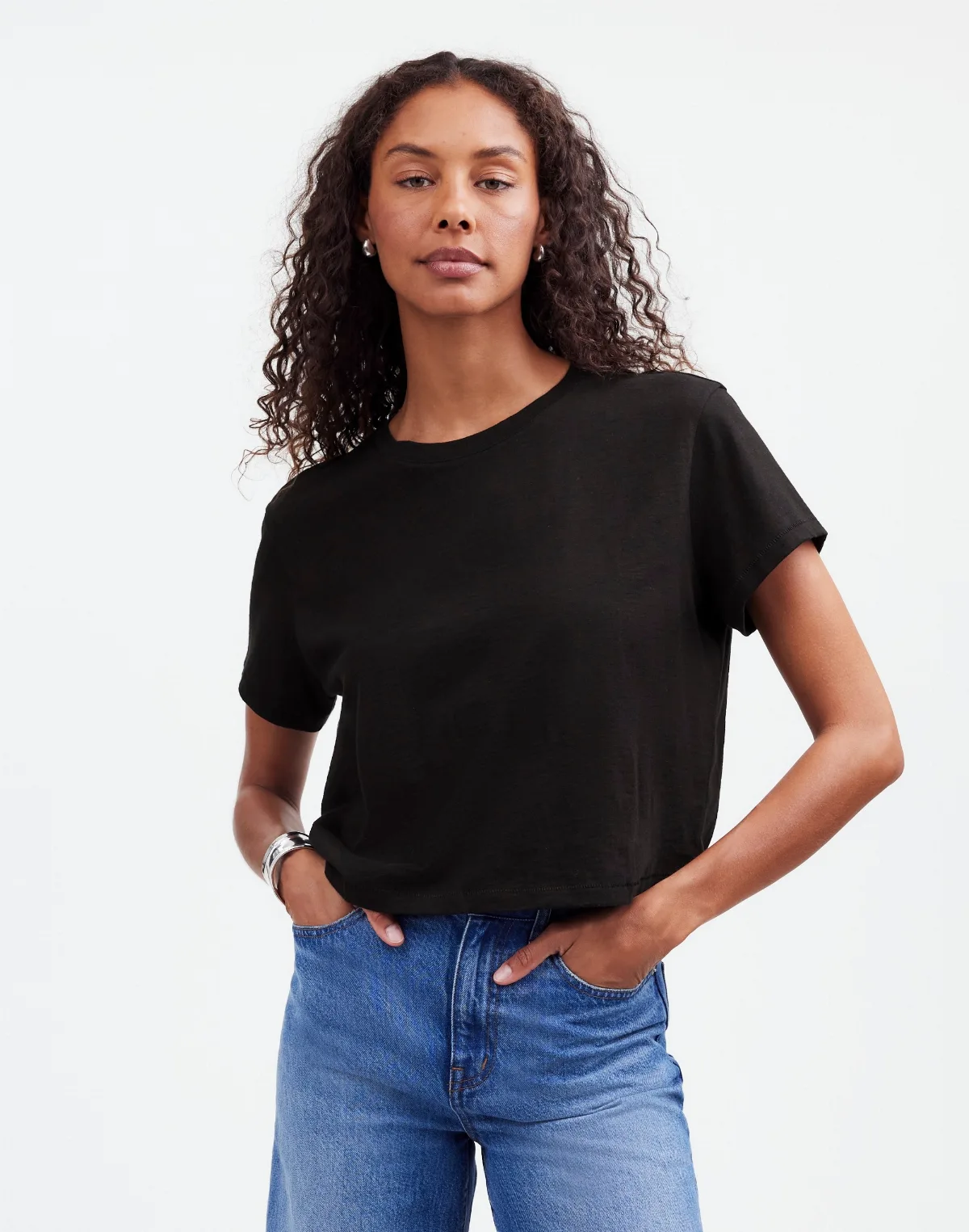 The Easy Crop Crewneck Tee in Soft Slub
