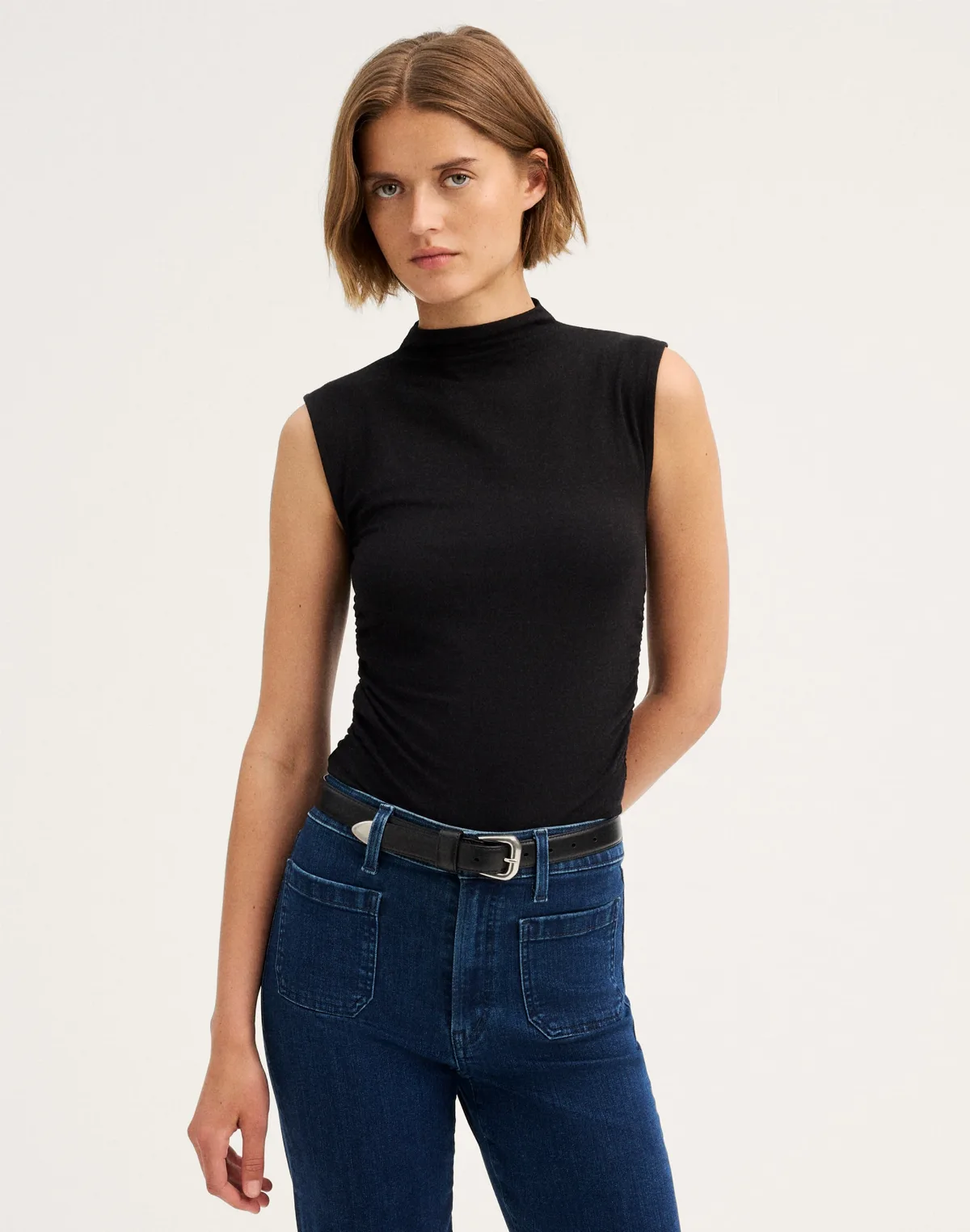 Ruched Mockneck Tank