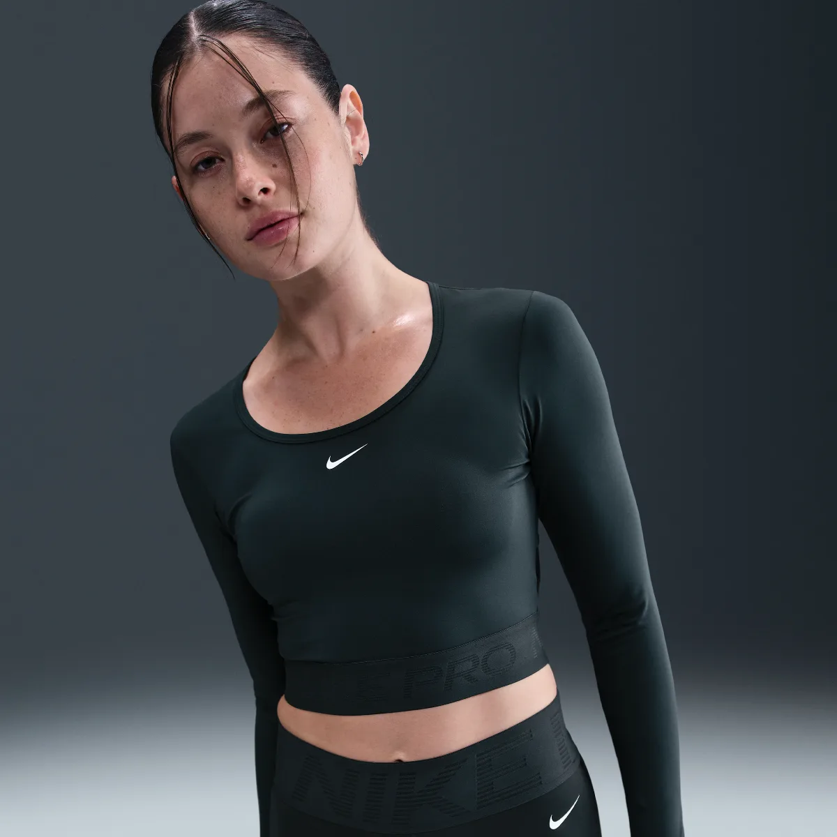 Nike Pro Dri-FIT Cropped Long-Sleeve Top