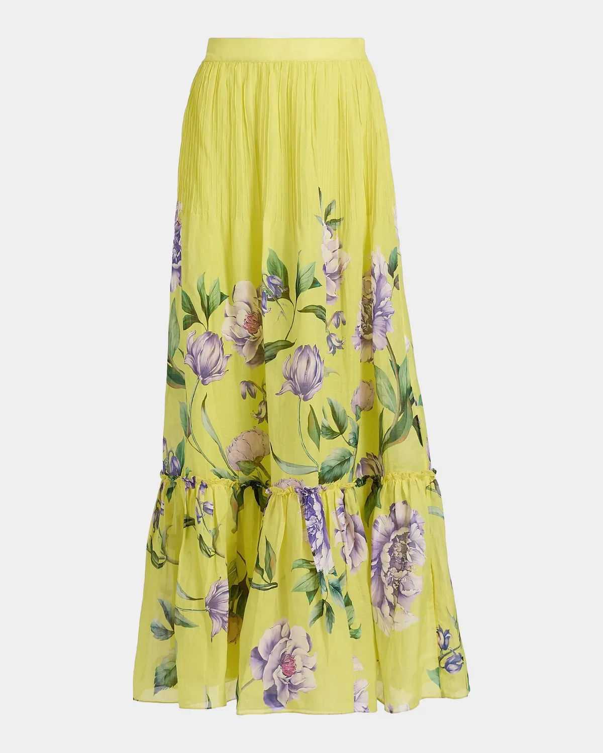 Floral Pintuck Maxi Skirt