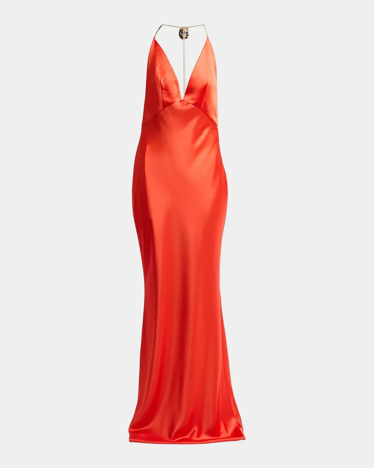Arianell Plunging Satin Maxi Dress