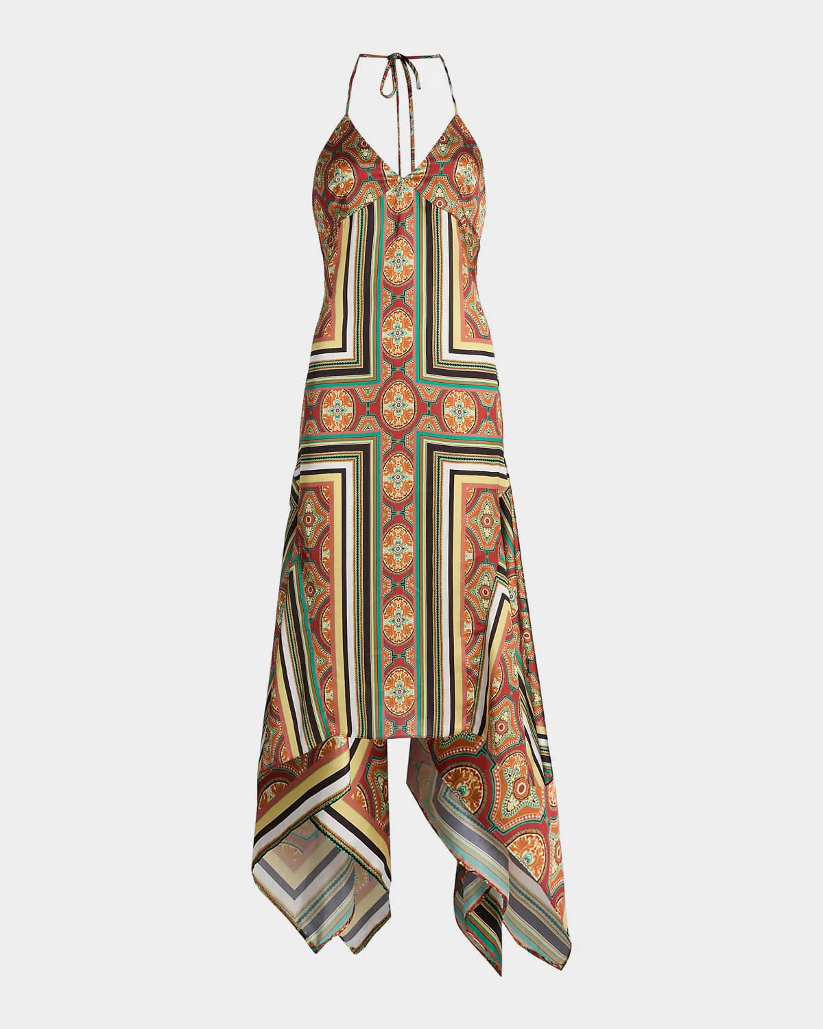 Sheila Printed Satin Handkerchief Midi Dress