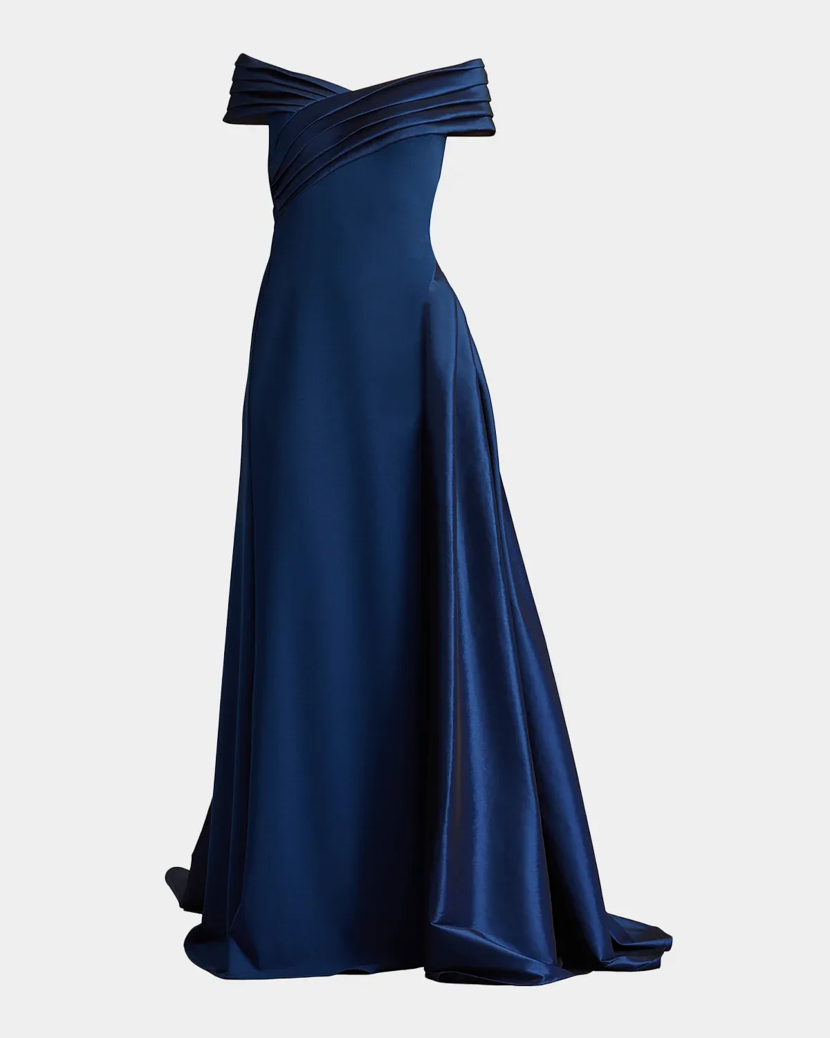 Off-Shoulder Draped Crepe Gown