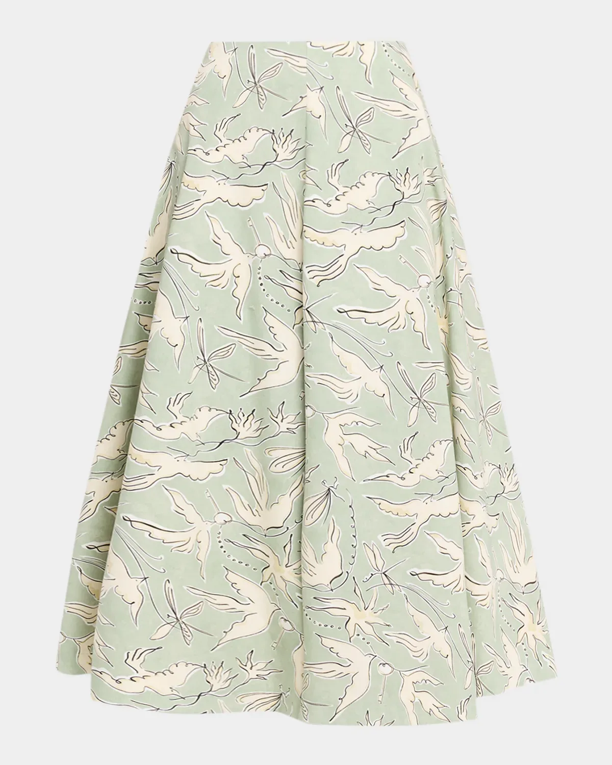 Varda Dove-Print A-Line Midi Skirt