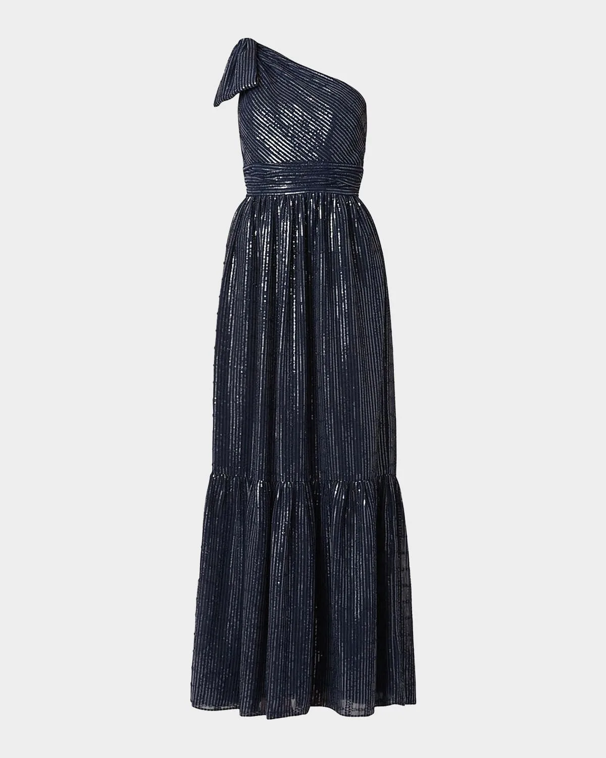 Indigo Sequined One-Shoulder Gown