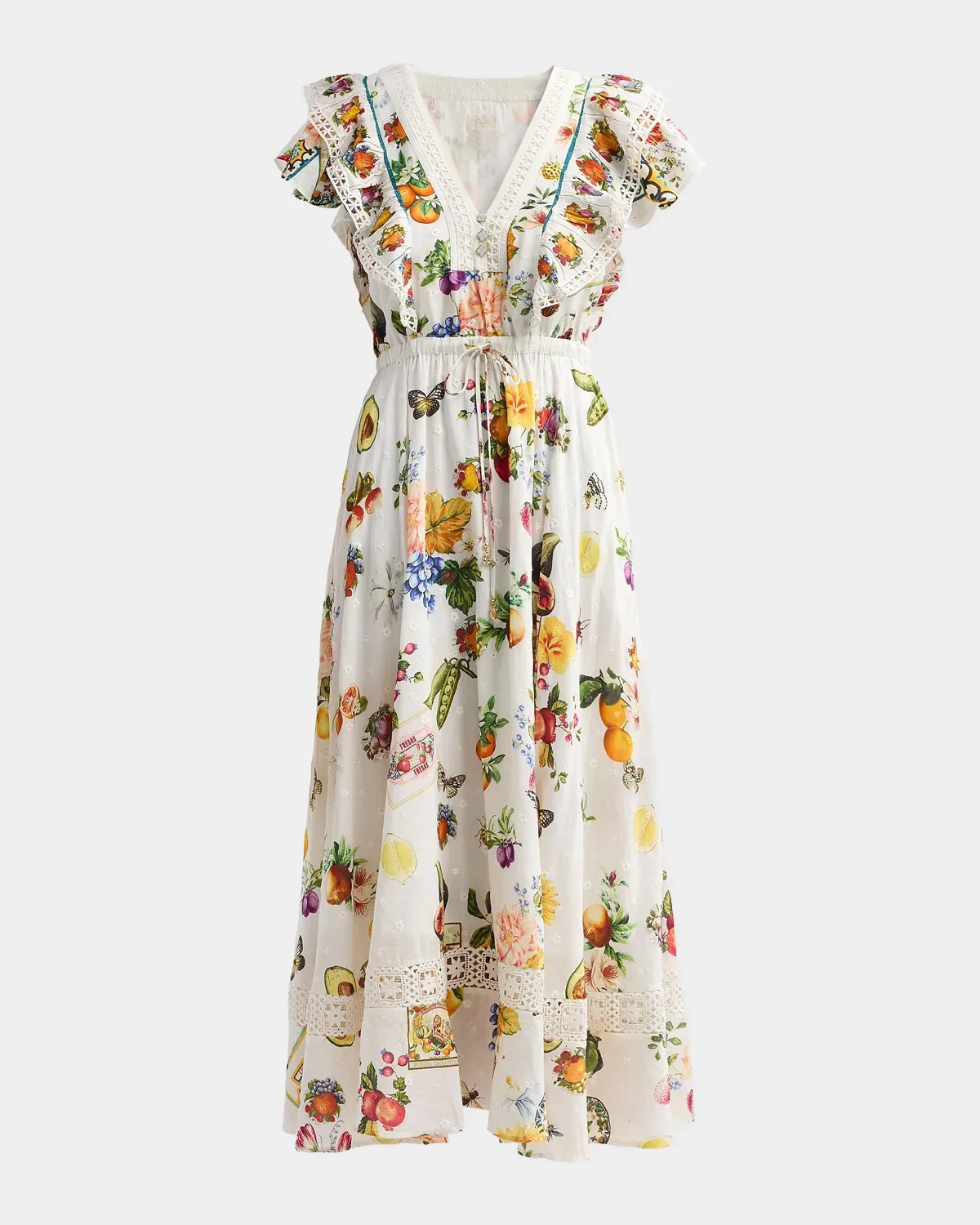 Printed Cotton-Silk A-Line Midi Dress