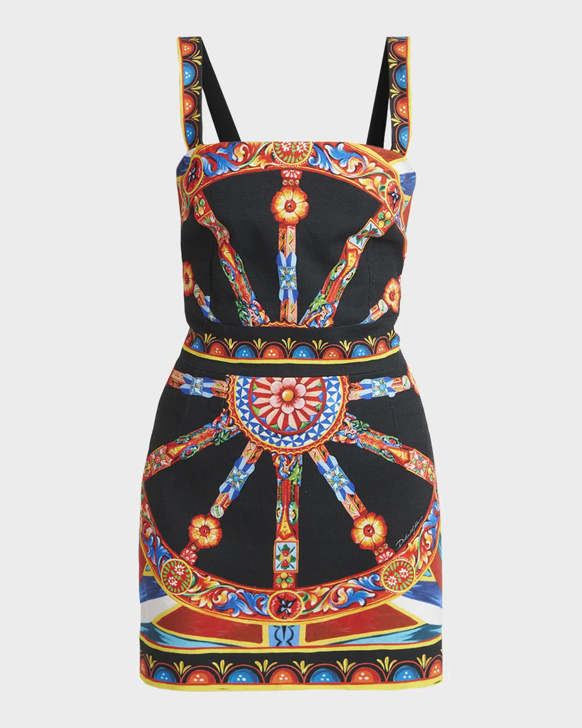 Sleeveless Carretto-Print Cotton Stretch Mini Dress