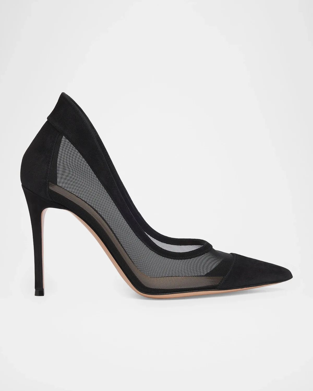95mm Mesh and Suede Pointed-Toe Pumps