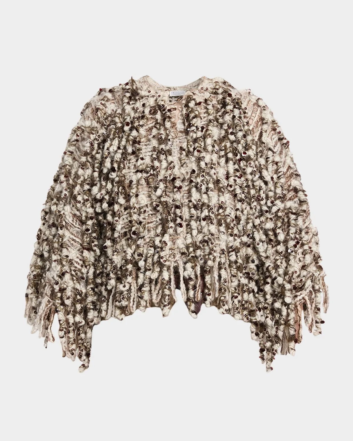 Embellished Curly Mohair Cape