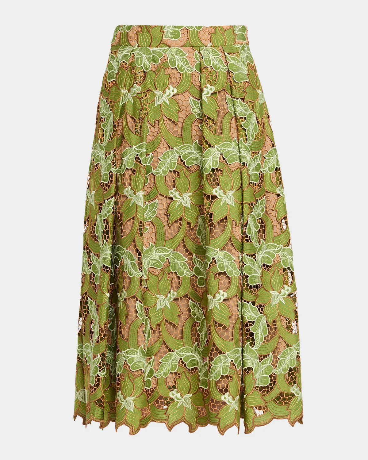 The Hailey Pleated Floral Lace Midi Skirt