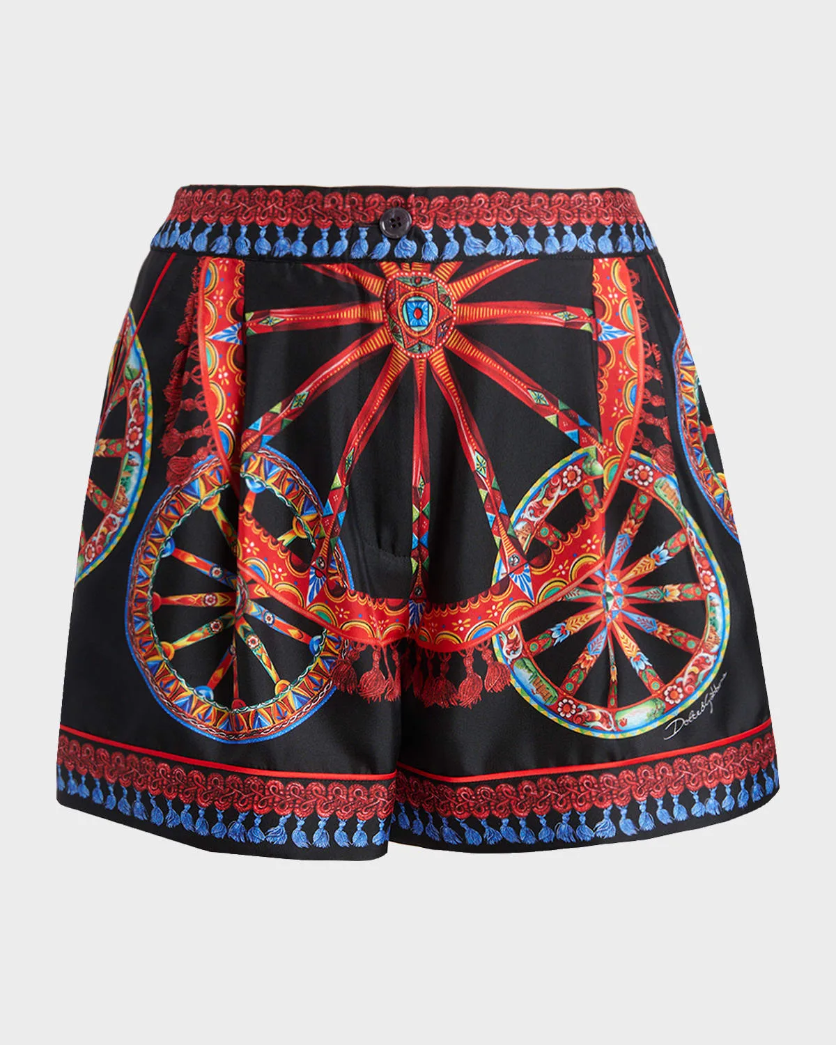 Carretto-Print Silk Twill Shorts