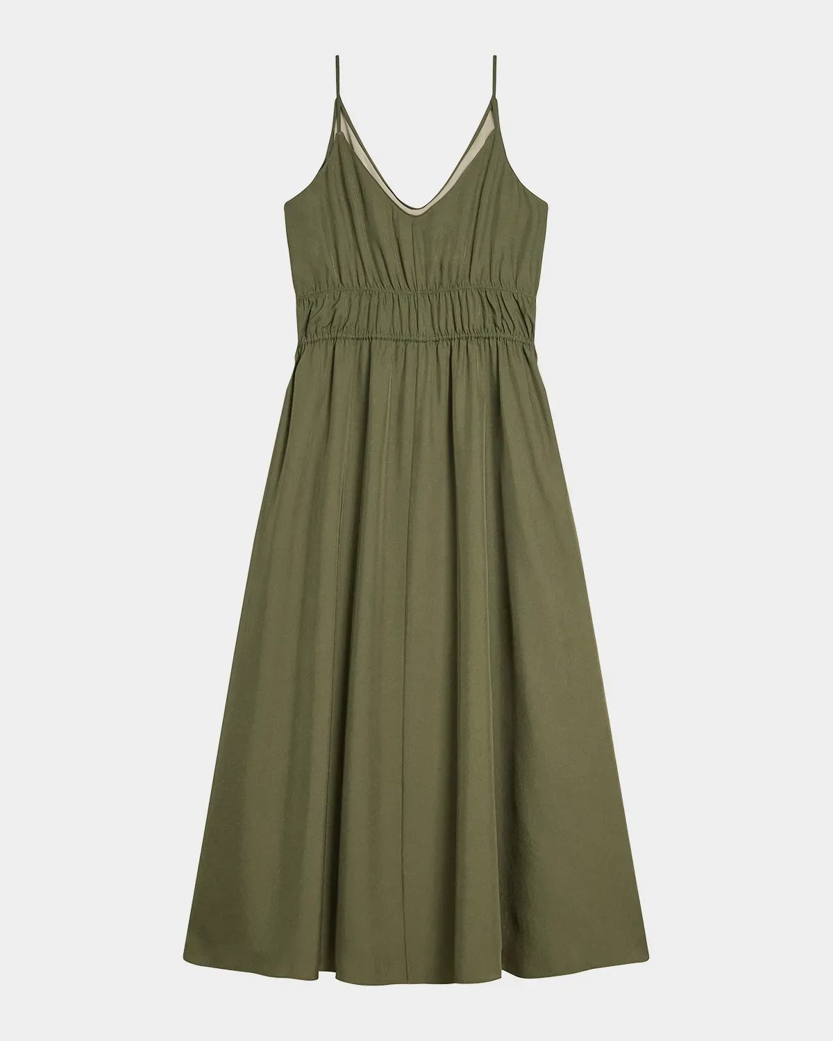 Gathered Drawstring-Waist Midi Dress