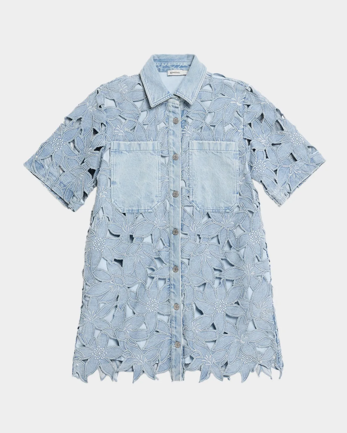 Calyn Embroidered Denim Mini Dress