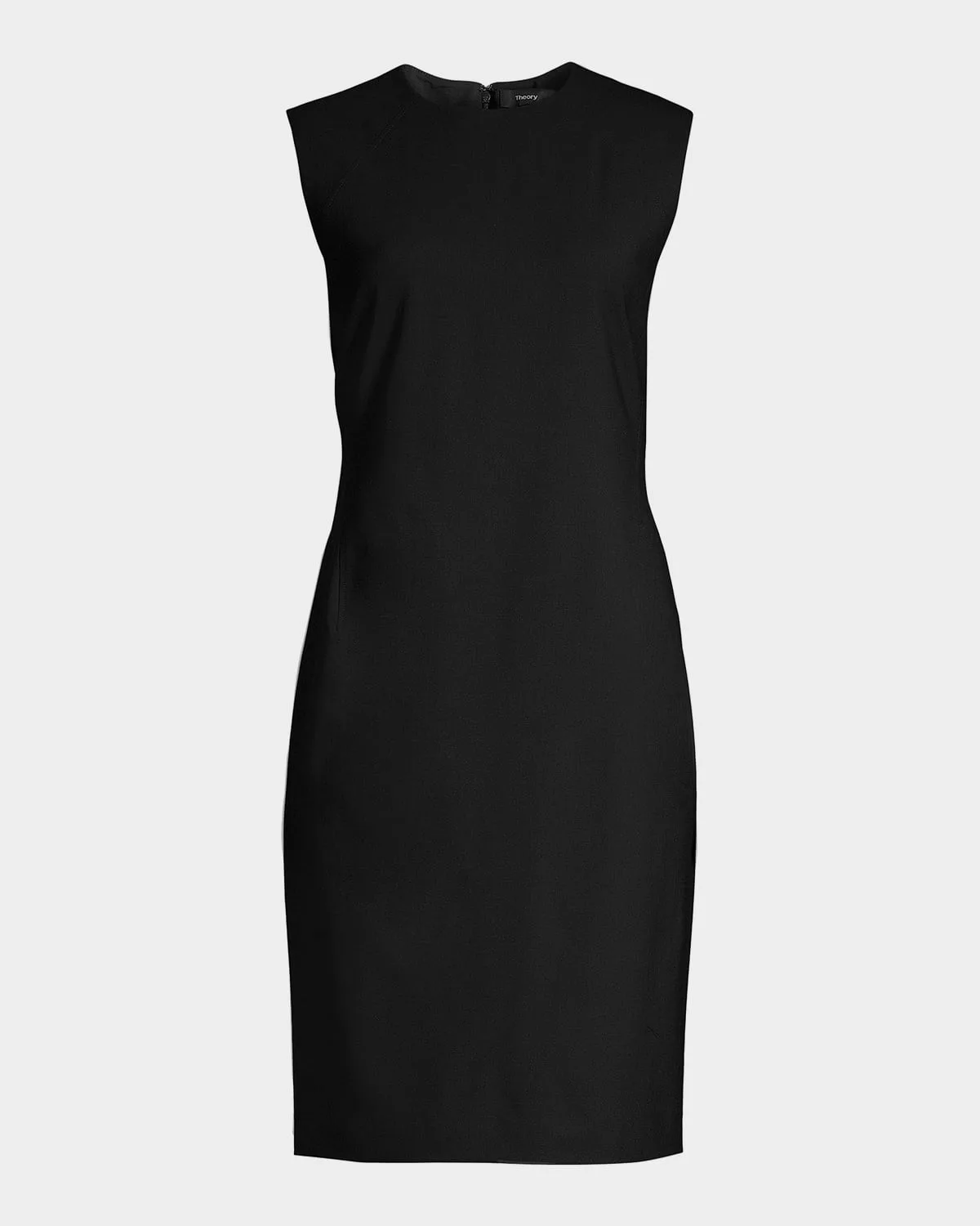 Round Neck Stretch-Wool A-Line Mini Dress