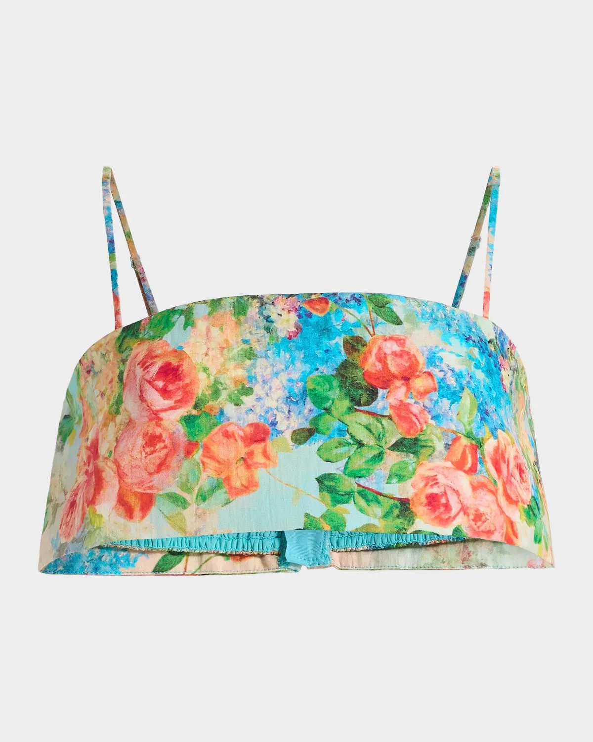 Floral Linen-Cotton Crop Top