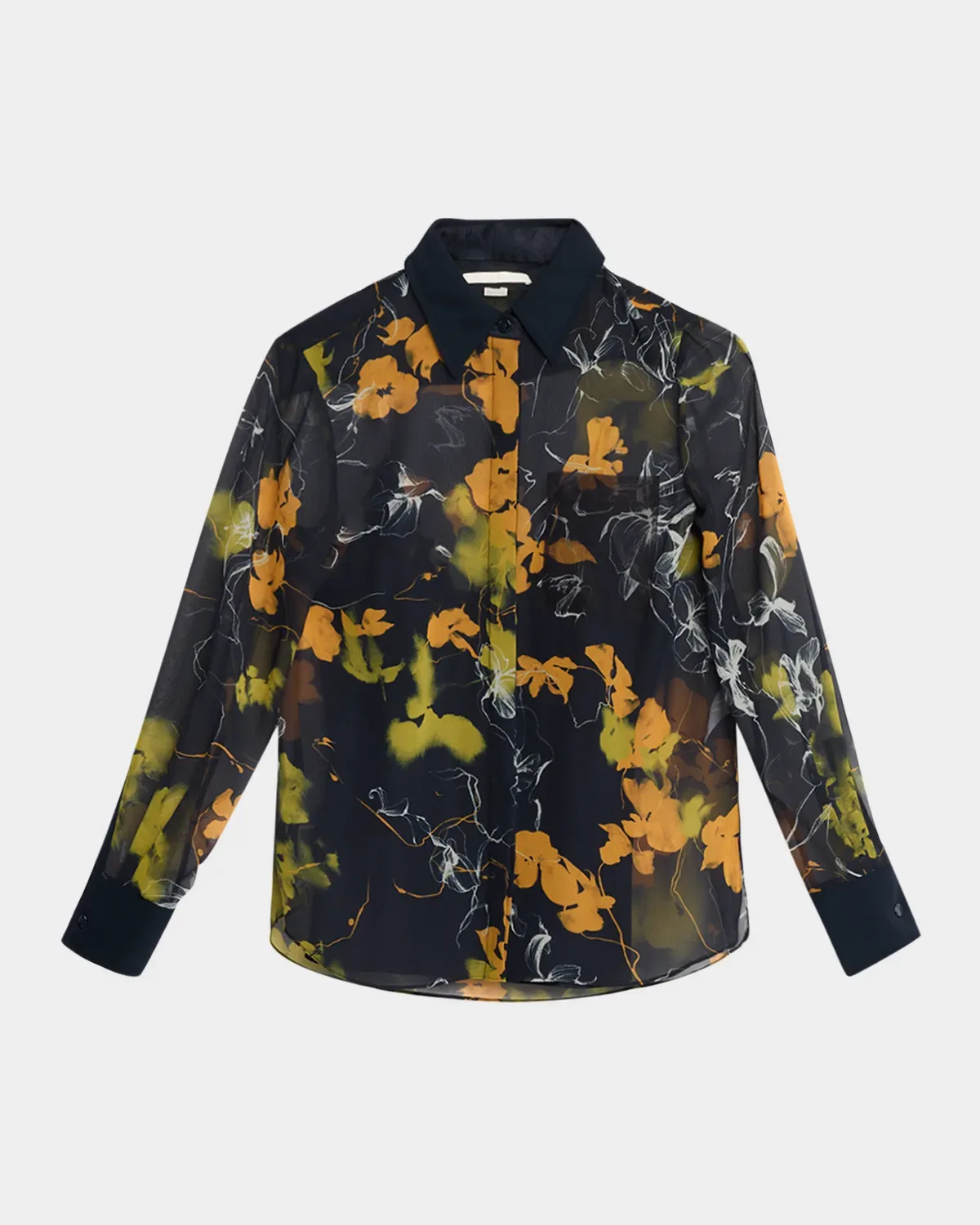 Shadow Floral Crepe De Chine Button-Down Shirt