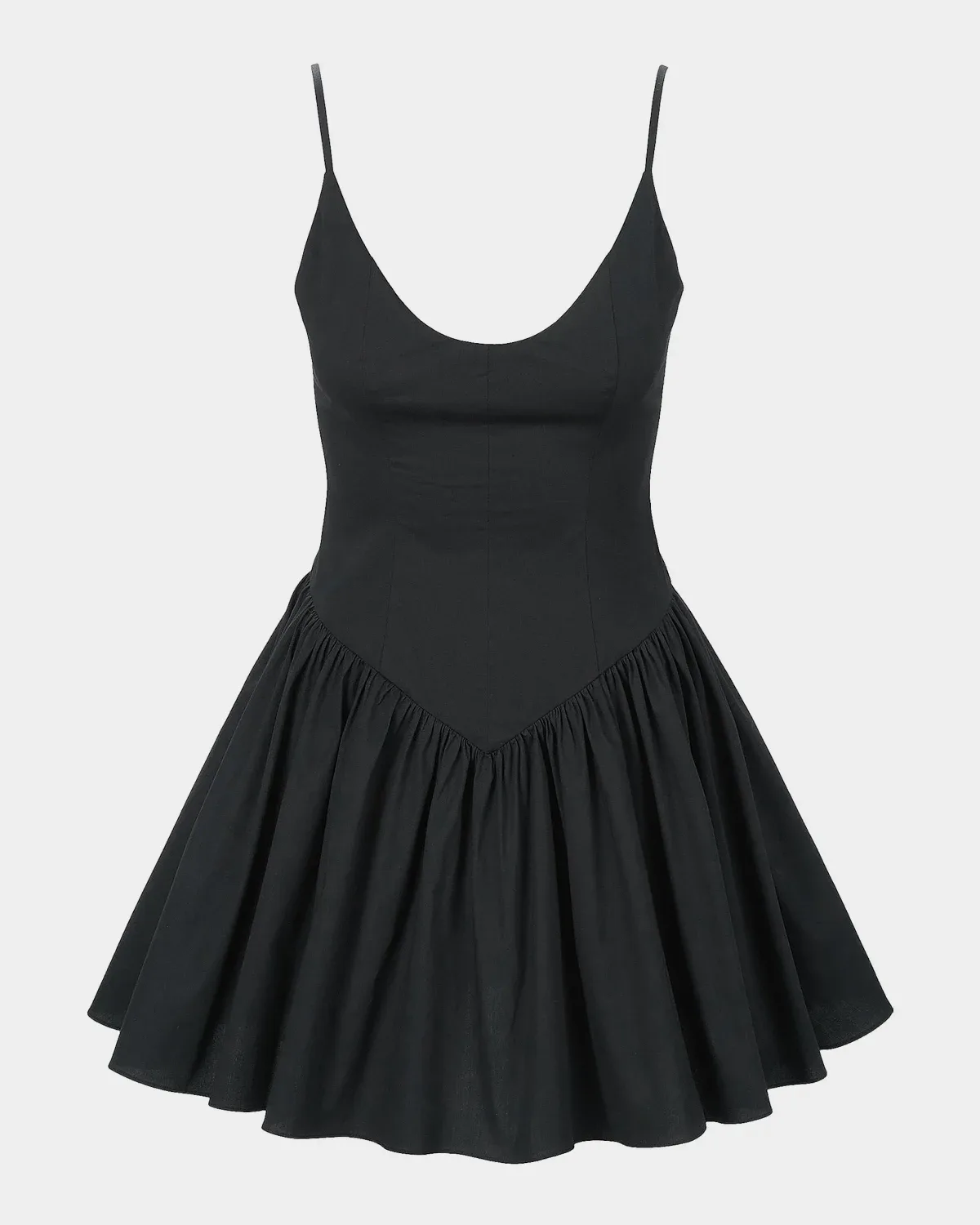 Dena Stretch-Cotton Basque Waist Minidress