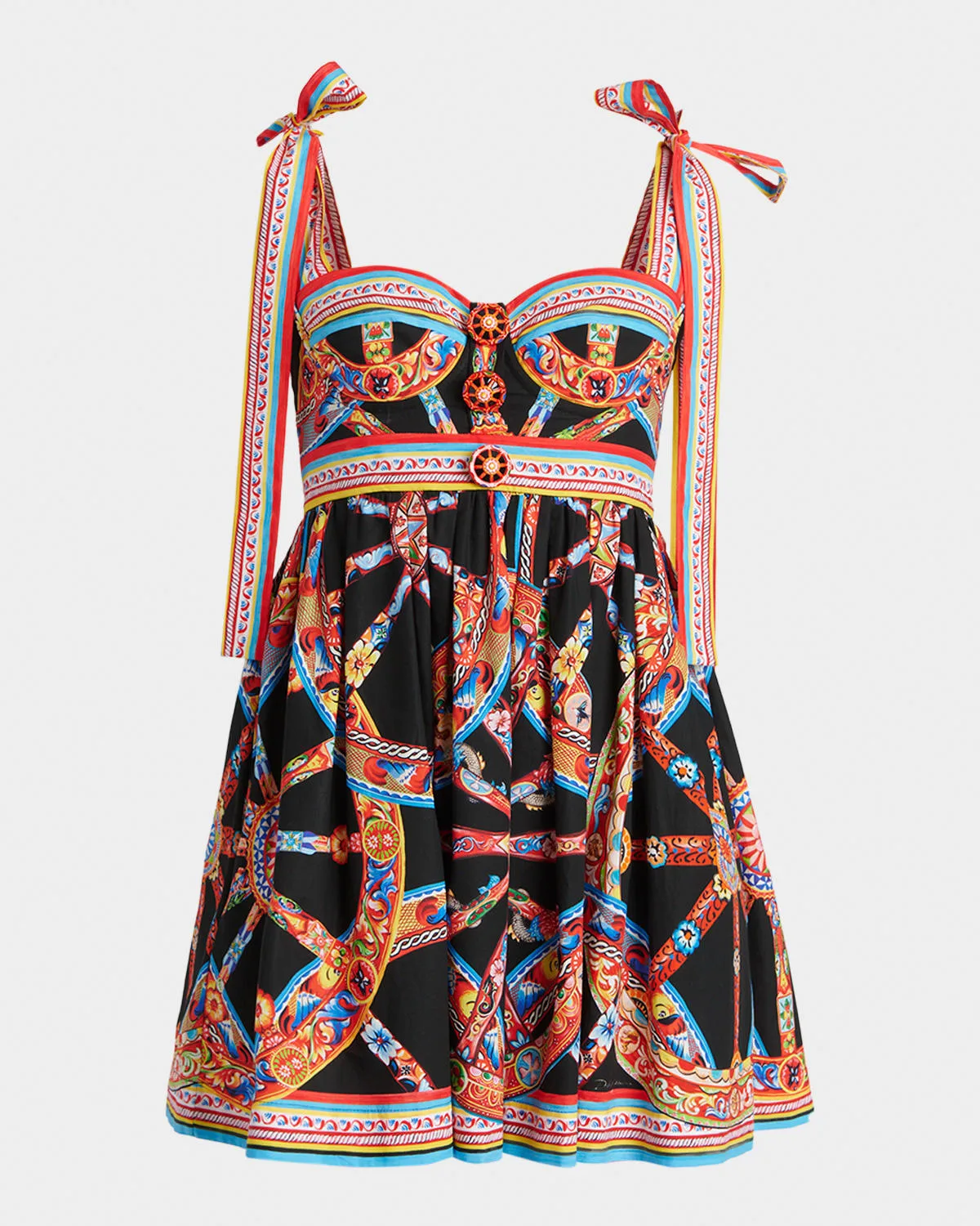 Carretto-Print Bustier Mini Day Dress