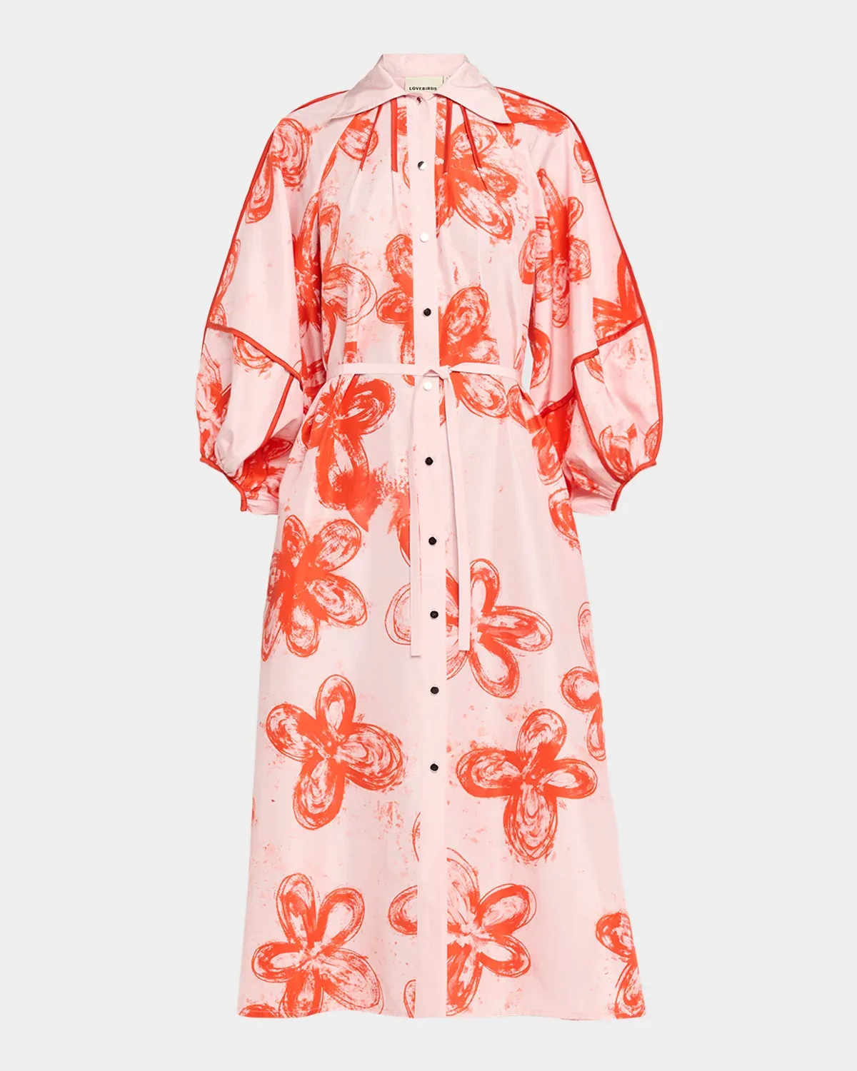Aster Printed Silk Tie-Waist Midi Shirtdress