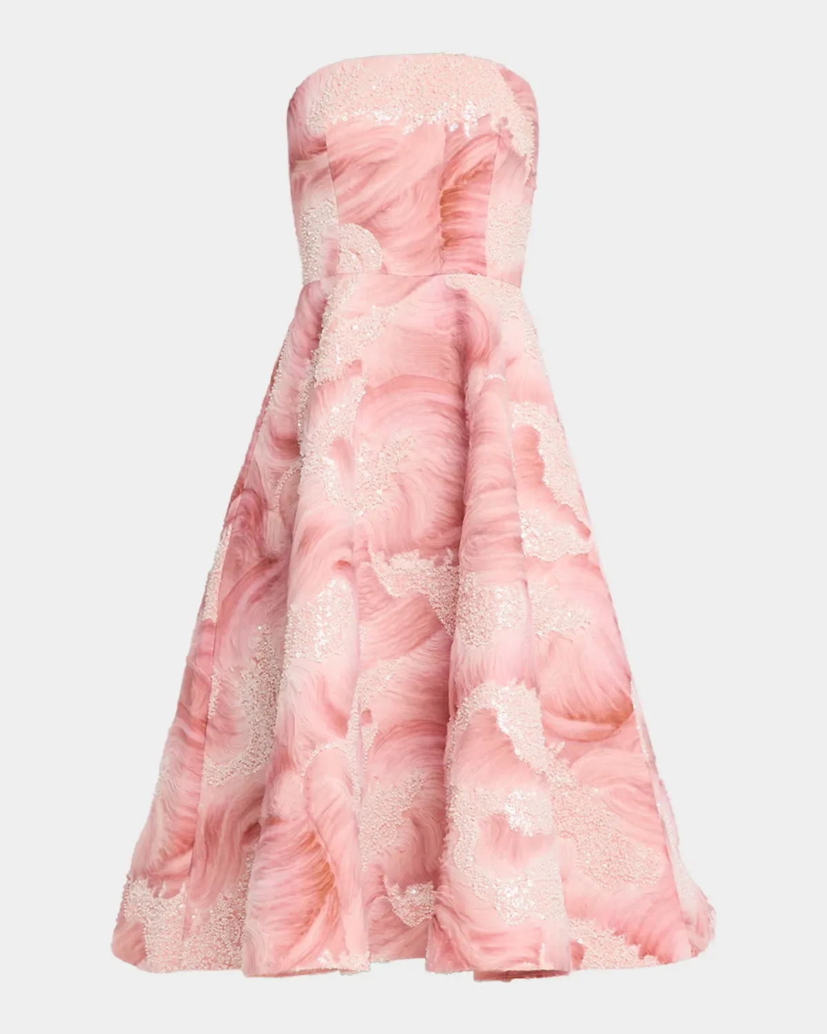 Vivi Strapless Floral Sequin Beaded Midi Dress