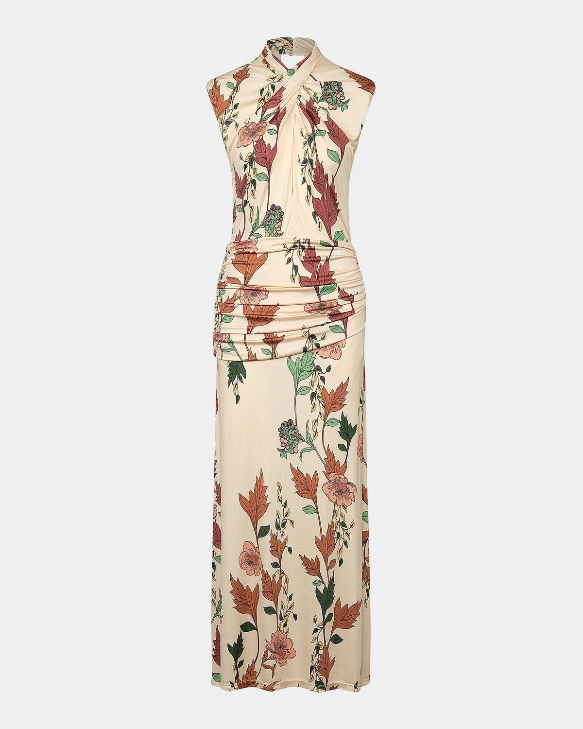 Hibiscus Compass Crisscross Ruched Ankle Dress