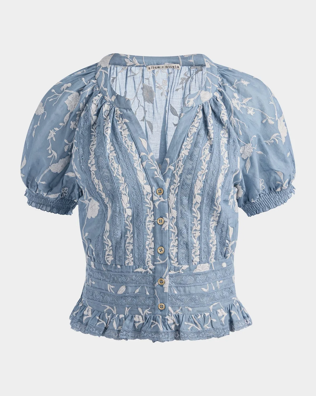 Kathryn Embroidered Short-Sleeve Blouse