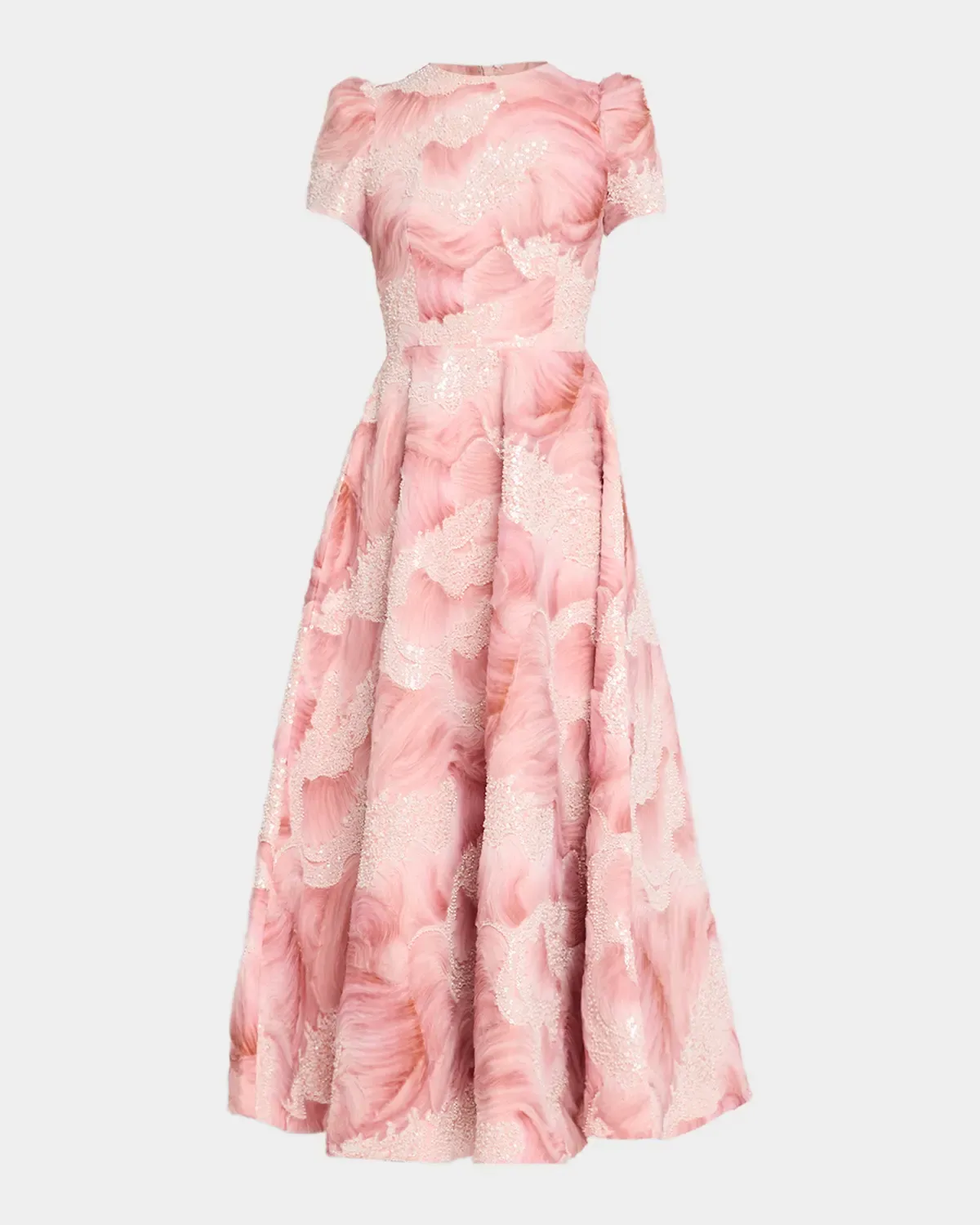 Eleanor Puff-Sleeve Fit & Flare Floral Gown