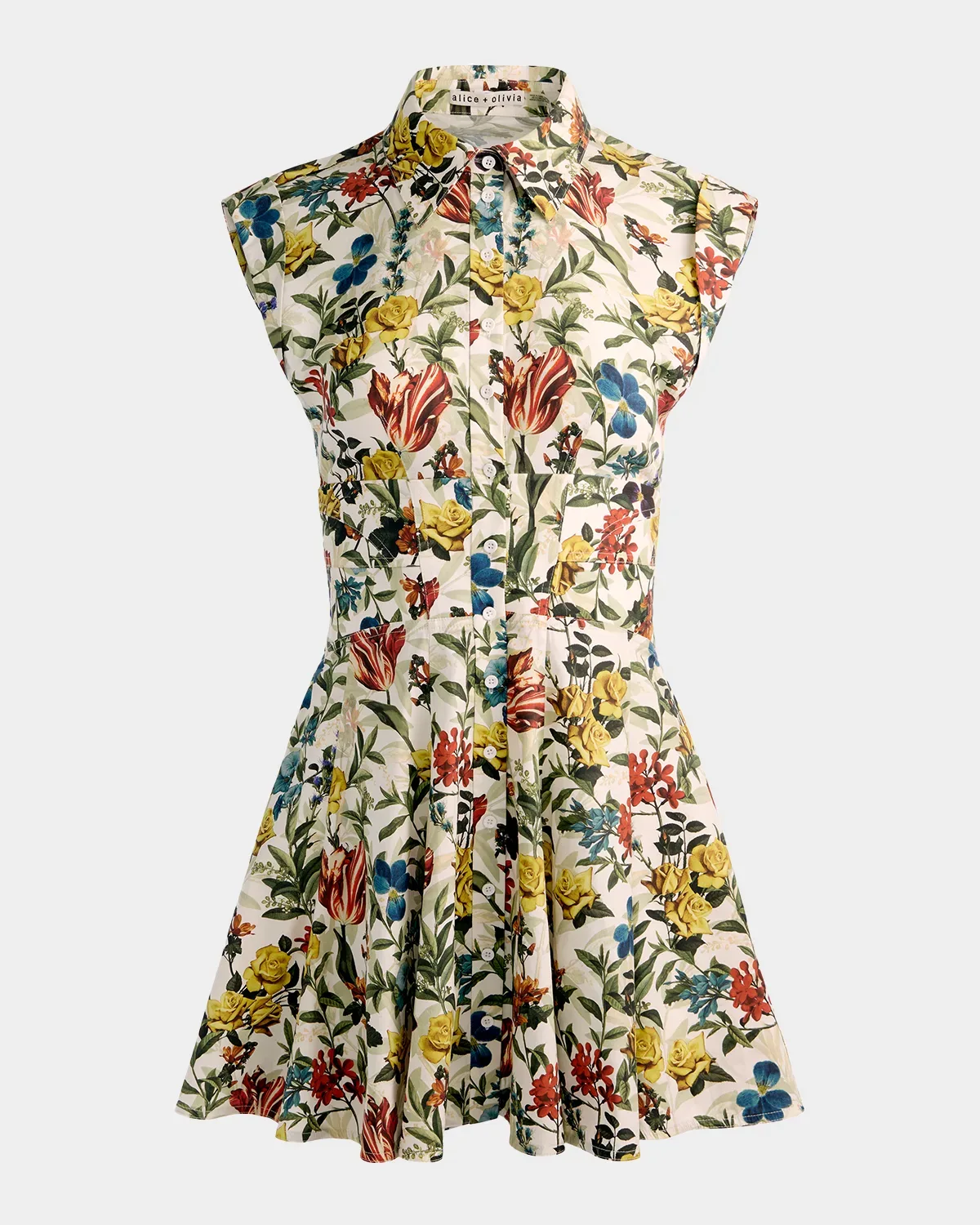 Kim Paneled Floral Mini Shirtdress