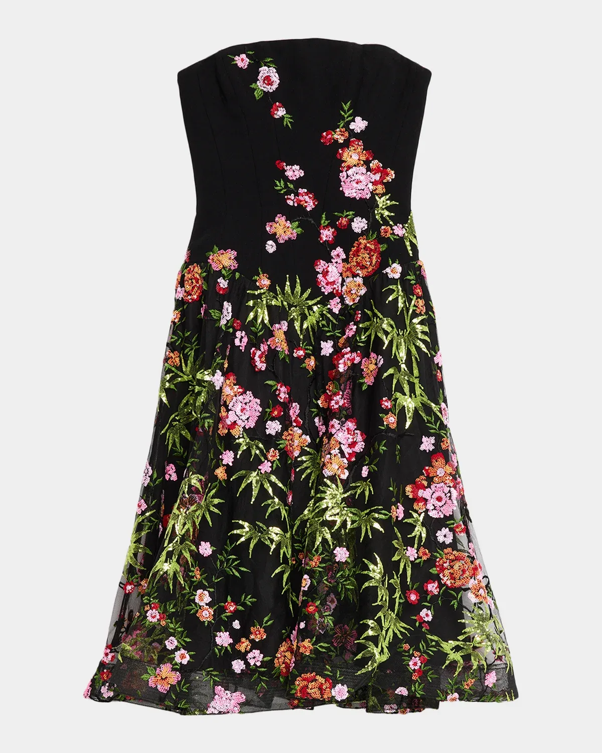 Blair Strapless Floral Applique Midi Dress