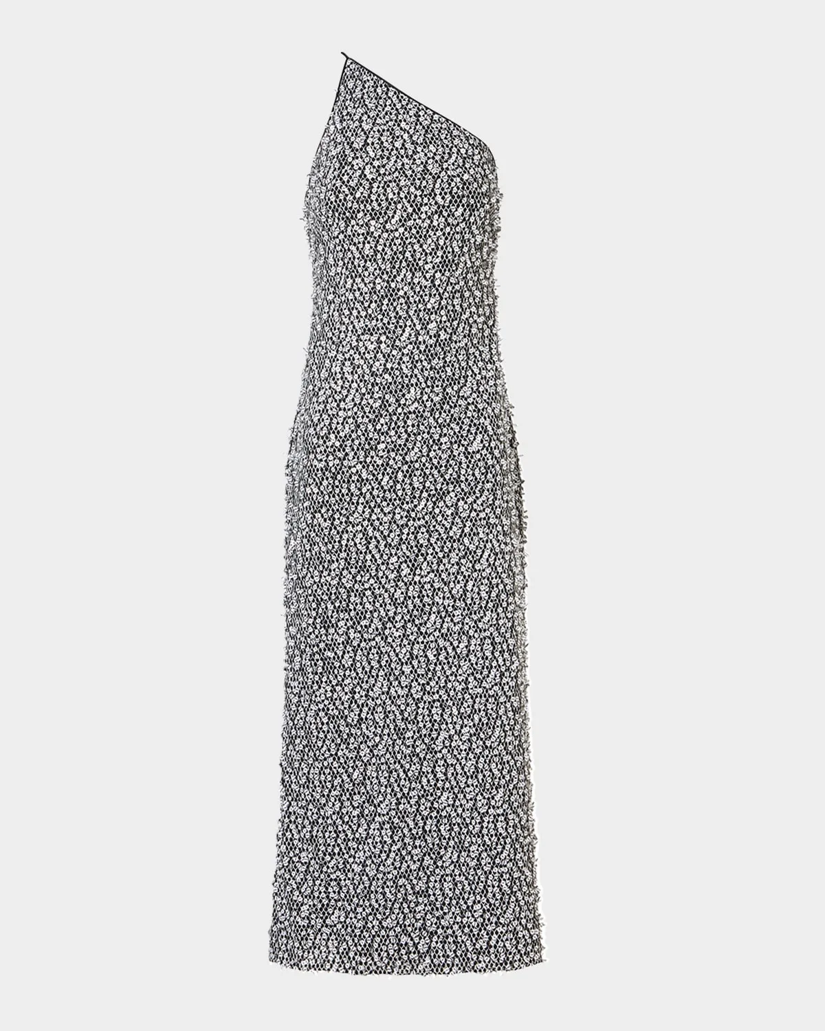 One-Shoulder Sequin Net Midi Dress