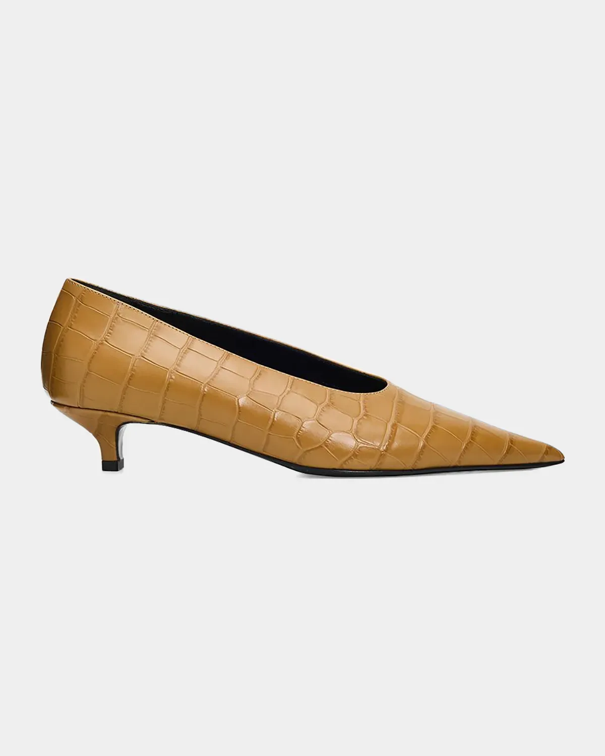 35mm Sharp Croc-Embossed Leather Pumps