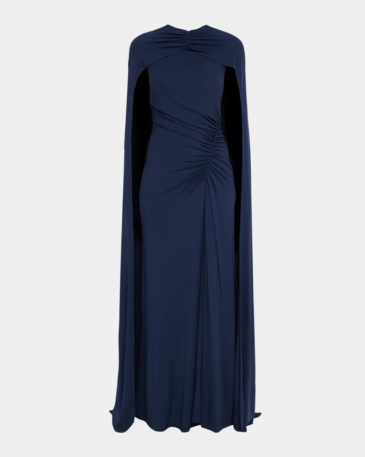 Demi Ruched Jersey Cape Gown