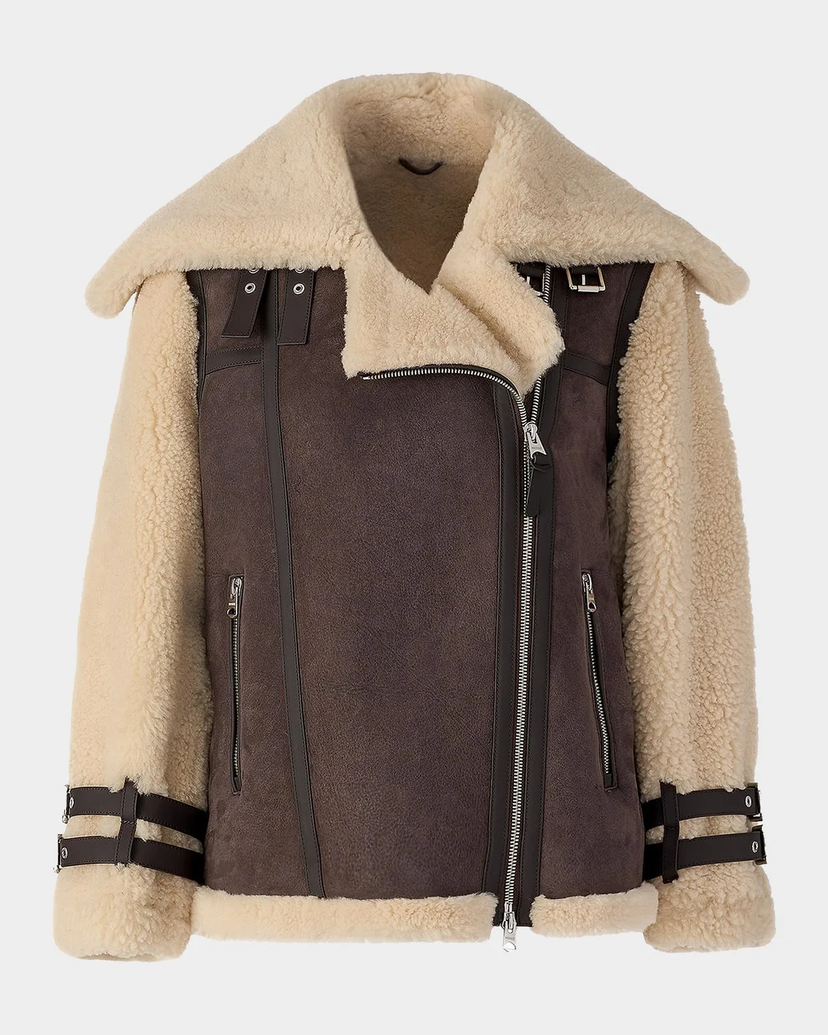 Rhoslyn Suede & Shearling Moto Jacket
